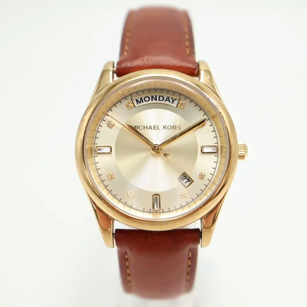 Michael Kors Colette Luggage Full Day 34mm Womens Watch MK2374 w New Battery